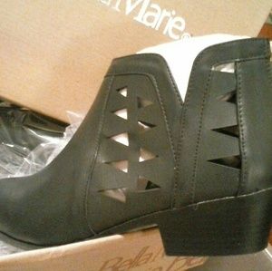 NWT Bella Marie Black 8.5Vegan Leather Cut Through